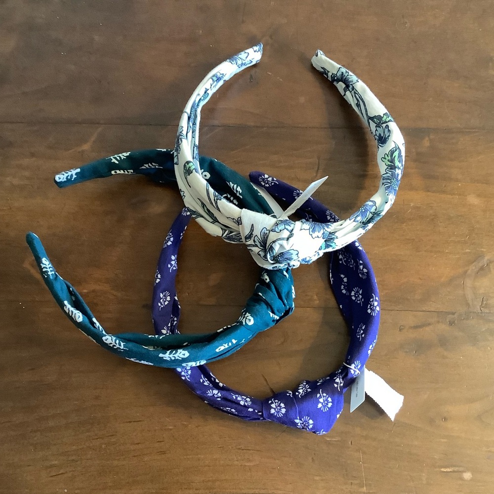 J. Crew Teal, White, and Purple Floral Headbands